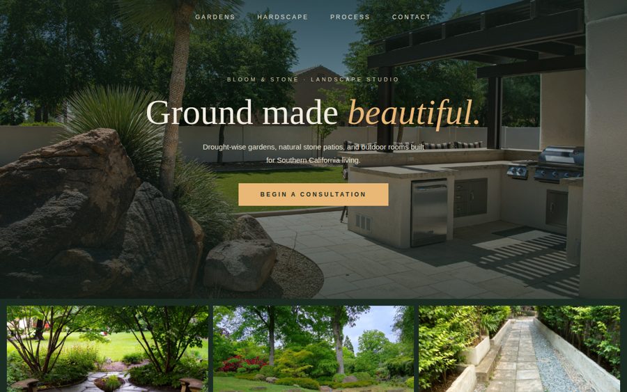 Concept site — landscape studio, elegant botanical style